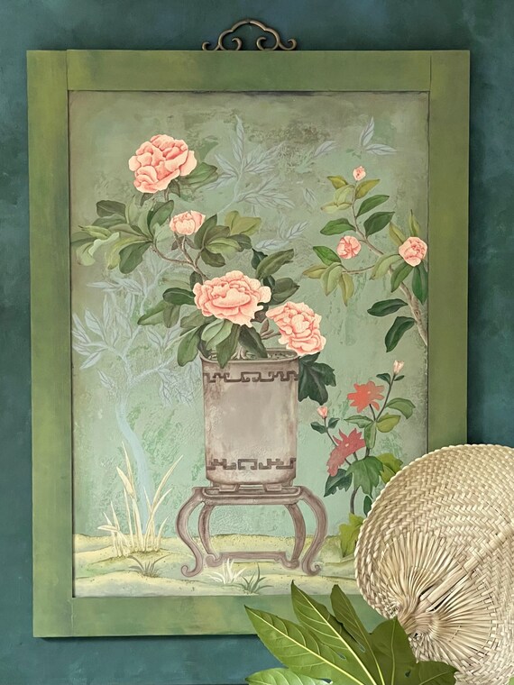 Green Chinoiserie Panel Etsy