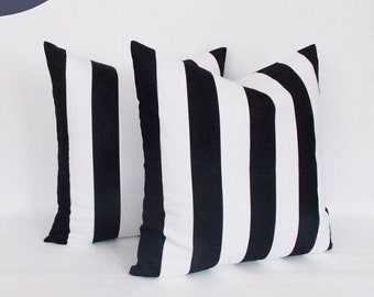 2-SET Black and white stripe Pillow, French Style Riviera Pillow Black White Striped Monochrome Pillow Cover /Throw pillow Home