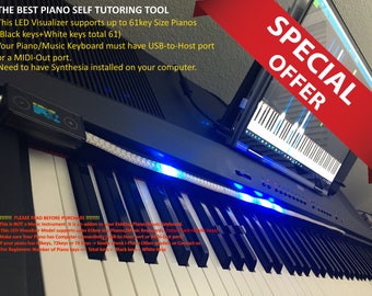 i-Piano LED Visualizer | Self-Tutor | Key-Lights | for Pianos/Music Keyboards upto 61Keys (Piano must have USB-to-Host or MIDI-Out)
