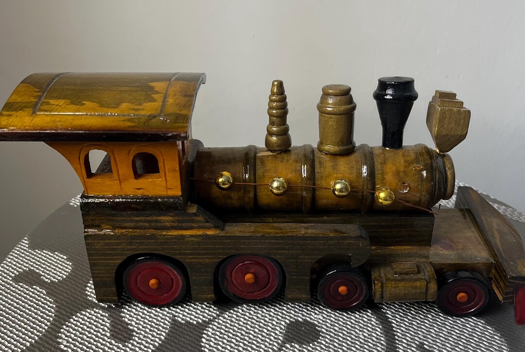 Vintage Wooden Train Decor – Handcrafted Rustic Locomotive – Farmhouse ...