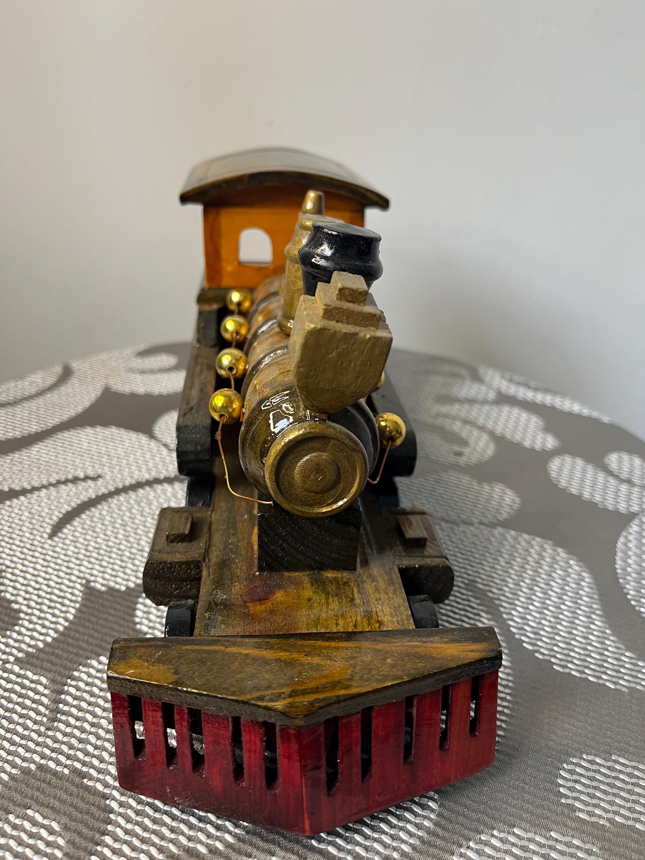 Vintage Wooden Train Decor – Handcrafted Rustic Locomotive – Farmhouse ...