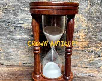 Handcrafted Wooden Sand Timer: 5-Minute Desk Decor Hourglass