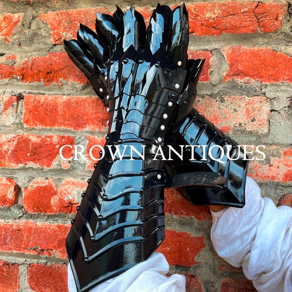 Black Nazgul Gloves, Lord Of The Rings Gauntlets, Gothic Armor Gauntlets, Crusader Larp Gauntlets Halloween Cosplay Gift rusader Gloves Gift