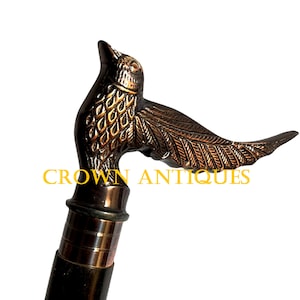 Victorian Bird Handle Walking Stick Designer Walking Cane Wooden Spiral Cane Walking Stick Gift For him, Unisex walking Cane Gift