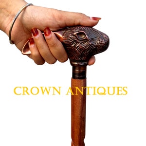 Rabbit Handle Walking Stick: Handmade Rosewood Spiral Cane
