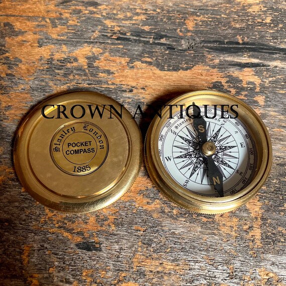 Antique Finish Brass Compass With Lid Nautical Marine Old Vintage Pocket Style 