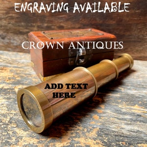 Personalized Brass Telescope Victorian Engraved Pirate Spyglass Anniversary Gift for Him, Wedding Gift, Birthday Gift for Son Christmas Gift