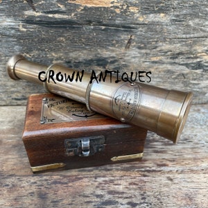 Victorian Brass Telescope w/ Box Pirate Spyglass ~ Nautical Maritime Spyglass Anniversary gift for him, Wedding gift for her, Christmas Gift