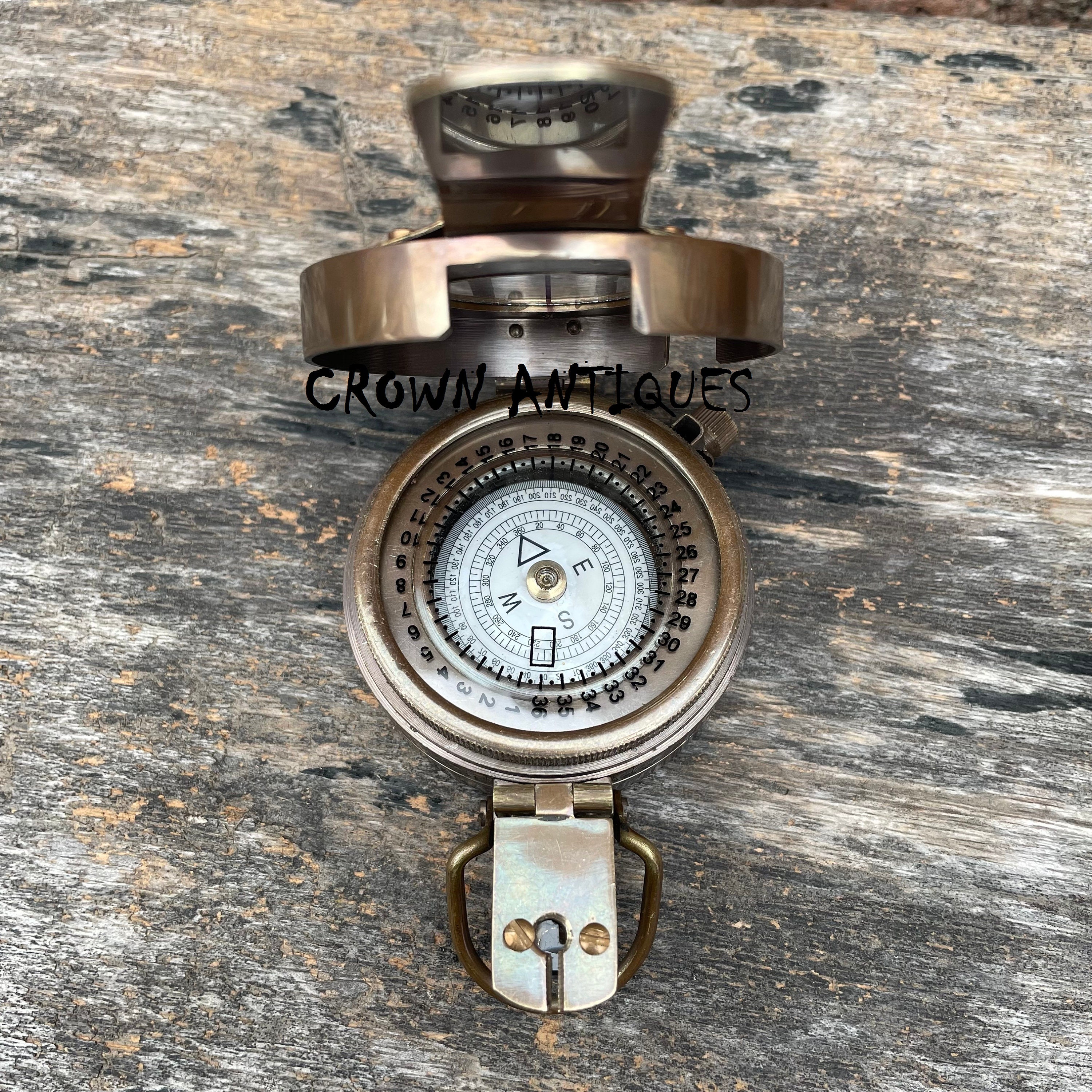 Boussole Militaire Ancienne En Laiton - Reproduction Nautique, Fait Main, Style WWII