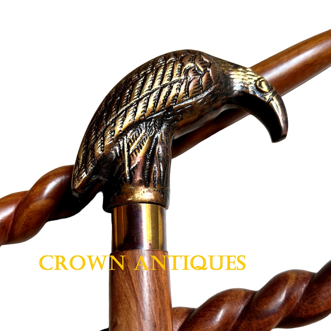 Victorian New Raven Handle Walking Stick, Unisex Walking Cane, Leather