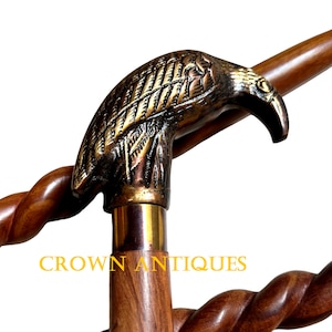 Victorian New Raven Handle Walking Stick, Unisex Walking Cane, Leather Carved Cane Halloween Cosplay Walking Stick Gift For Adults