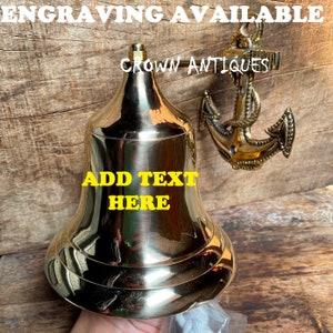 Personalized Brass Anchor Ship Bell: Engraved Nautical Decor