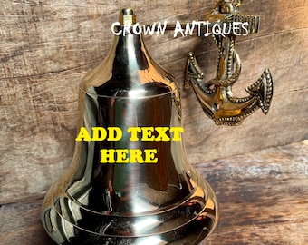 Personalized Solid Brass Bell Engraved  Nautical Anchor Ship Door Bell Decorative Ring