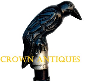 Victorian Raven Walking Stick: Steampunk Derby Cane, Rosewood Shaft