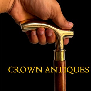 Victorian Brass Walking Stick, Designer Wooden Cane, Leather Carved Stick, Walking cane Cosplay & Halloween Gift For Her, Father gift