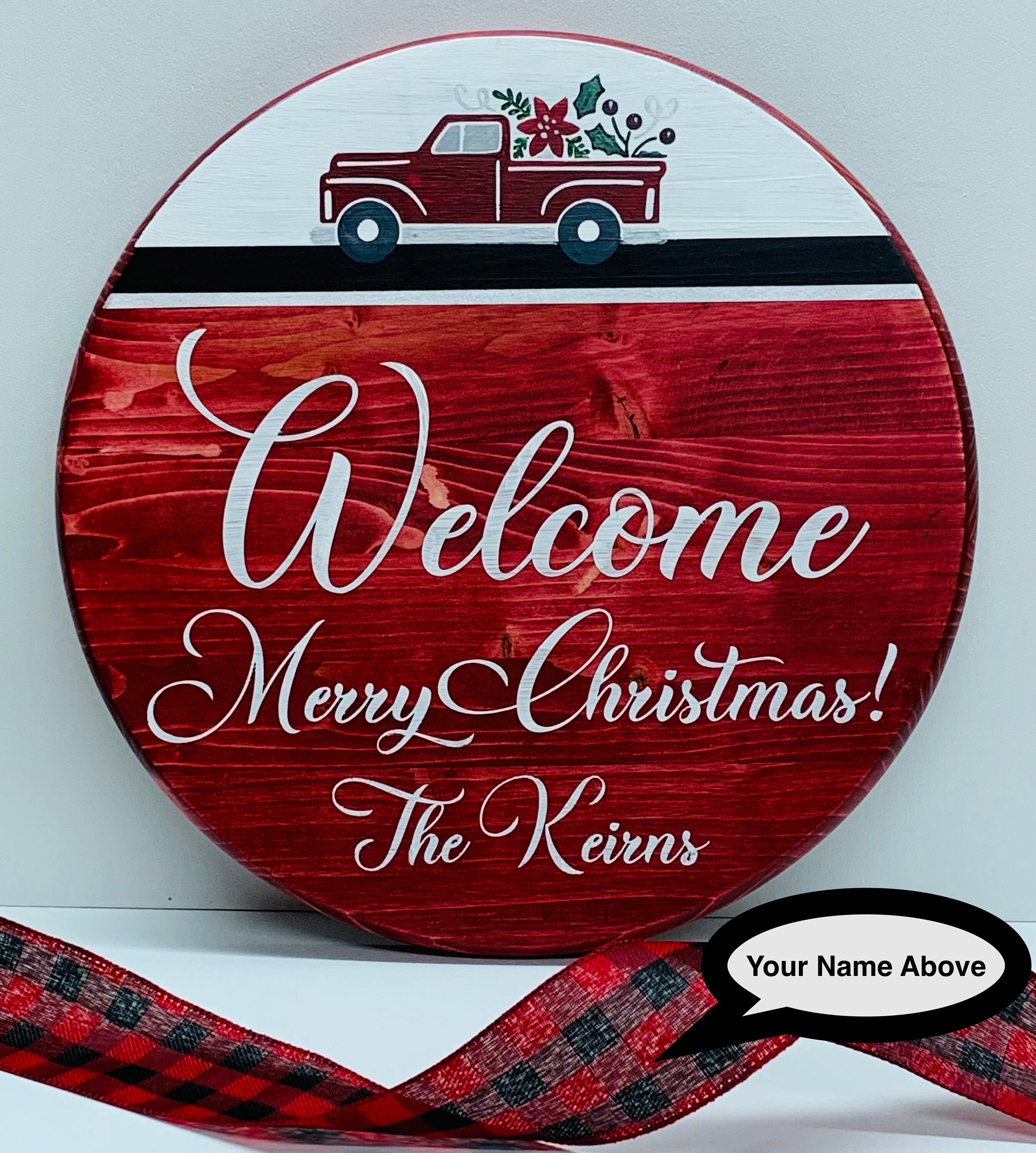 Personalized Red Truck Door Hanger/christmas/holiday/your Name Etsy