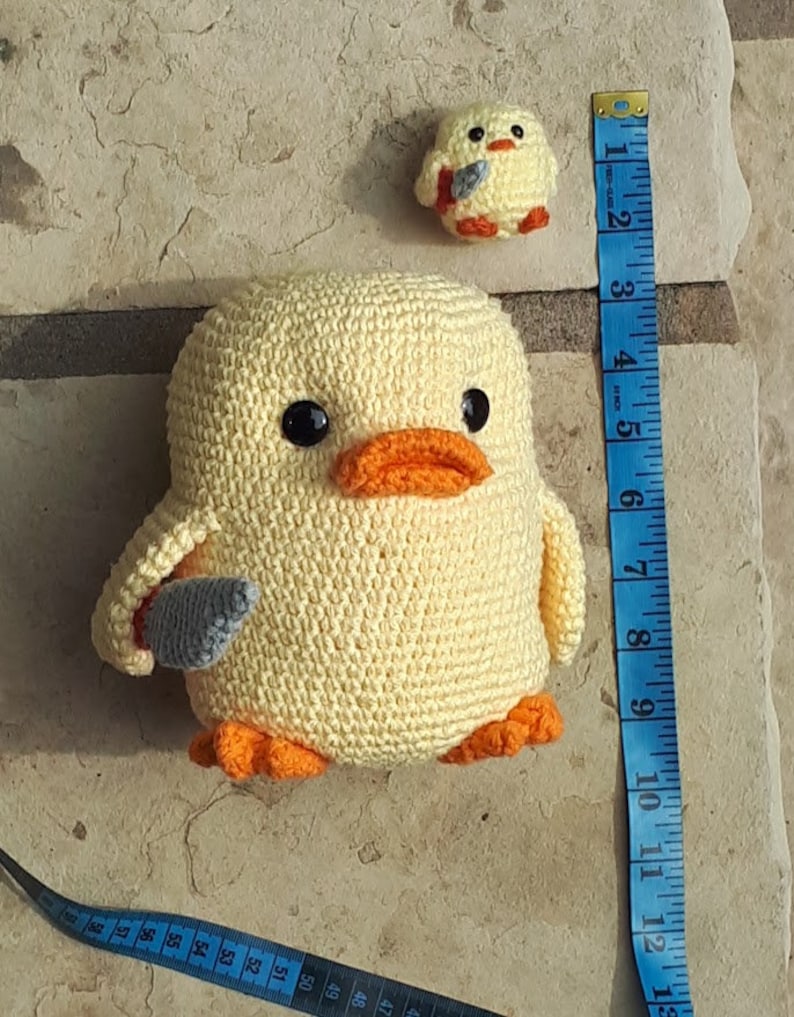Stabby Duck Crochet Duck With a Knife PATTERN PDF PLUS Tiny Stabby Duck