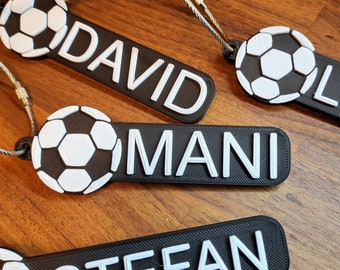 Fußball Schlüsselanhänger, personalisierter Rucksackanhänger mit Namen, Geschenk für Kinder, Fußball Geschenk, Schlüsselanhänger Mann