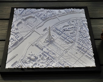 Paris 3D Stadt / Wanddeko / Bilderrahmen / Stadtdruck / 3D Druck / Geschenk / Dekoration / 3D gedruckte Stadt / Relief / Reise / Andenken