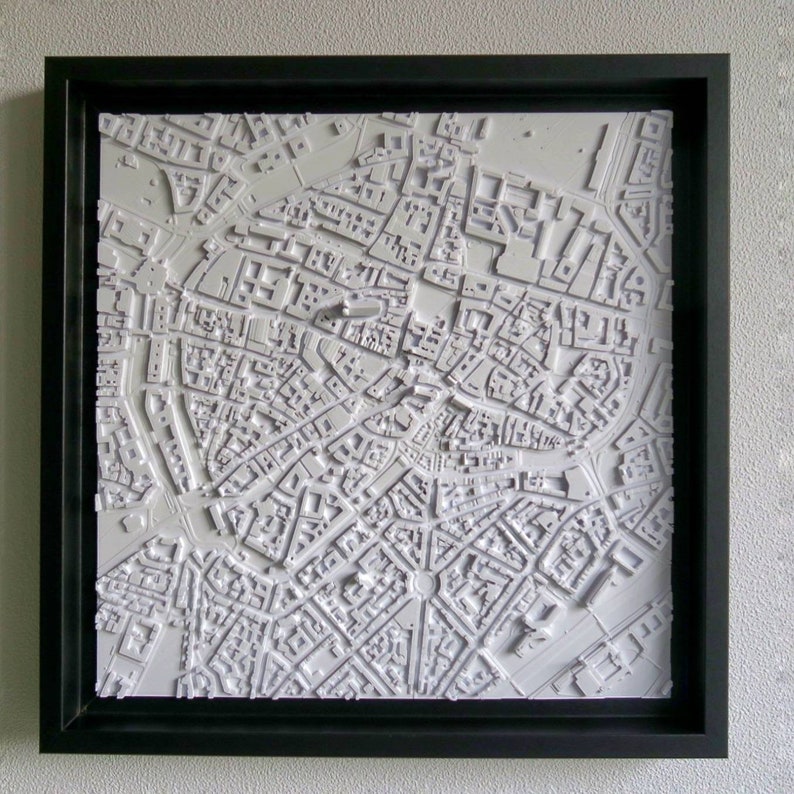Personalisiertes Bild Koordinaten Stadt oder Landschaft Wanddeko / 3D Stadt / Relief / Bilderrahmen Hochzeitsgeschenk Bild 3
