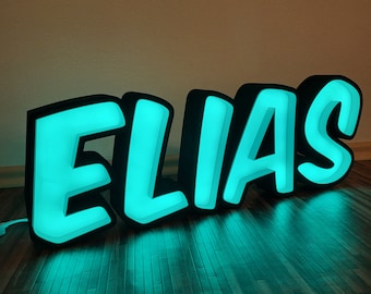 Lámpara LED con nombre Individual, letras personalizadas, decoración de placa con nombre, boda, cumpleaños, decoración de pared de habitación para niños