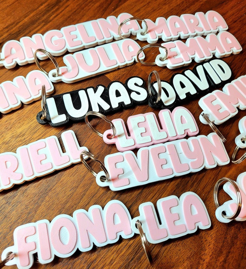 Personalized Keychains, 3D Printed in PLA, Name Tags, Backpack Tags ...
