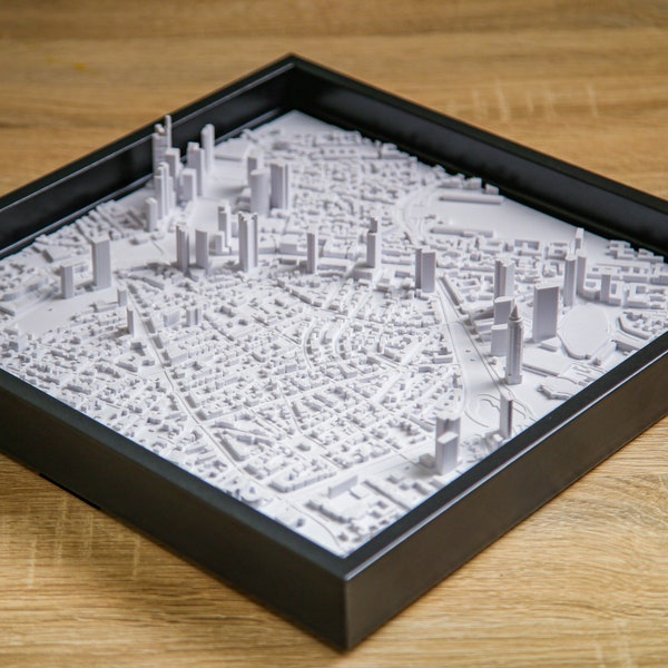 Frankfurt 3D Stadt / Wanddeko / Bilderrahmen / Stadtdruck / 3D Druck / Geschenk / Dekoration / 3D gedruckte Stadt / Relief