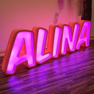 Individuelle Namenslampe LED Personalisierter Schriftzug Name Namensschild Dekoration Hochzeit Geburtstag Kinderzimmer Wanddeko Bild 8