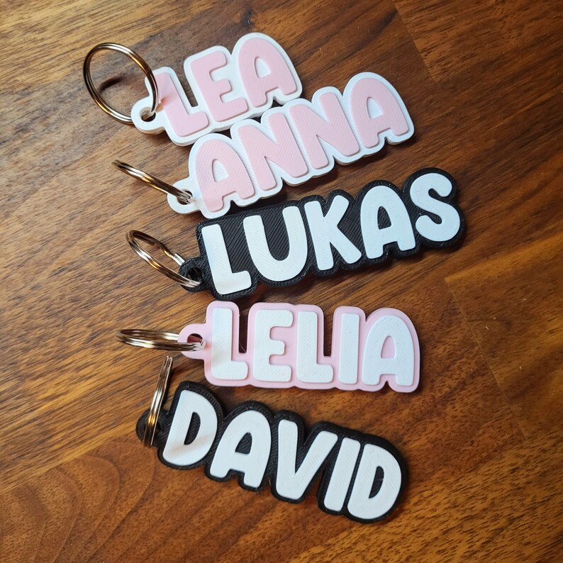 Personalized Keychains, 3D Printed in PLA, Name Tags, Backpack Tags ...