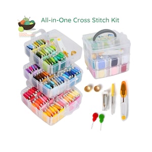 Cross Stitch and Embroidery Storage Organizer and Project Box 150 Pcs Kit with Floss