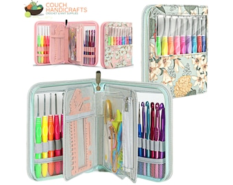 Learn to Crochet with this 60-pcs Starter Kit, the best Crochet Gift for Beginners, Hooks Set and Hook Holder Case