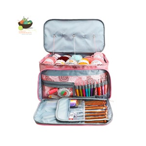 Yarn Project Bag for Crochet Knitting and Supply Storage Organizer with Zipper