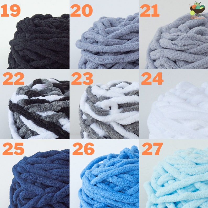 Laine chenille géante de 7 mm d'épaisseur, 50 variantes, idéales pour les amigurumi, les couvre-lits, les créations artistiques, les peluches, les couvertures de bébé, etc. image 4