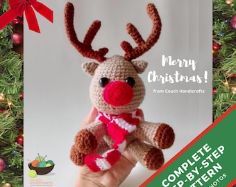 Rudolf the Reindeer Amigurumi Crochet Pattern Instructions with Photos