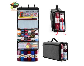 Foldable Yarn Wall Hanging Storage, Holder, Protector and Organiser for Crochet and Knitting