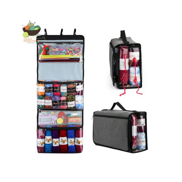 Foldable Yarn Wall Hanging Storage, Holder, Protector and Organiser for Crochet and Knitting