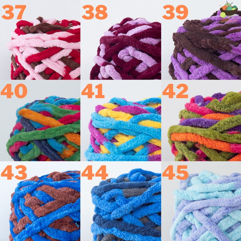 Laine chenille géante de 7 mm d'épaisseur, 50 variantes, idéales pour les amigurumi, les couvre-lits, les créations artistiques, les peluches, les couvertures de bébé, etc. image 6