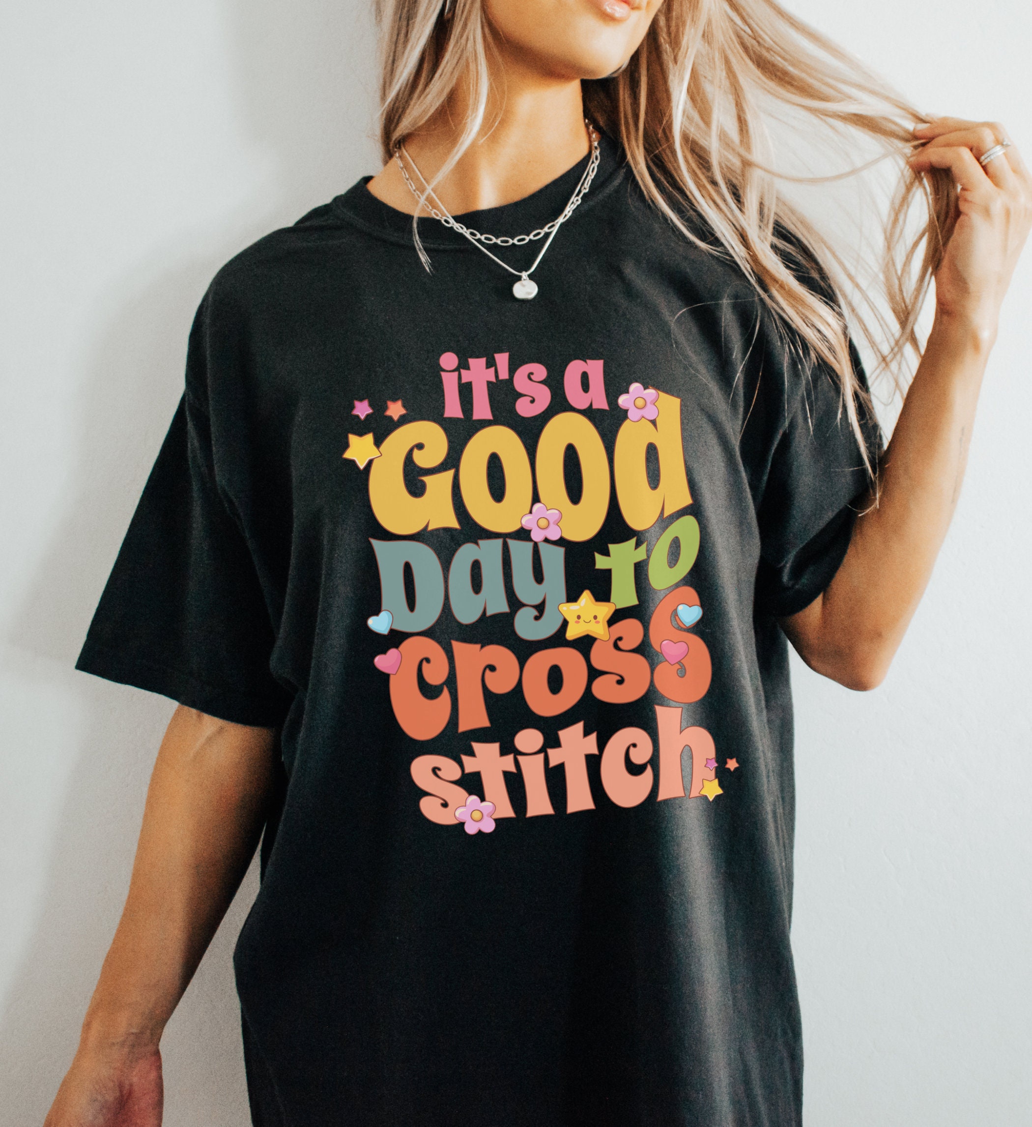 k　TODAYFUL EmbroideryPatchworkShirts Good Day to Cross Stitch T-shirt, Cross Stitcher Gift