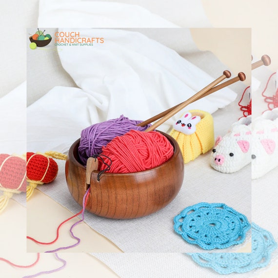  Handcrafted Wooden Yarn Bowl Knitting Bowl Yarn Holder  Dispenser Handmade Yarn Storage Bowl Knitting Crocheting Accessories Wool  Holder