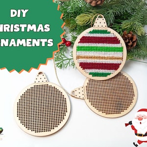 Christmas Cross Stitch Ornament for Xmas Tree, Needlework Holiday Diy Baubles