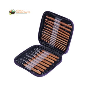 Bamboo Crochet Hook Set with Case: Tunisian & Small Needles
