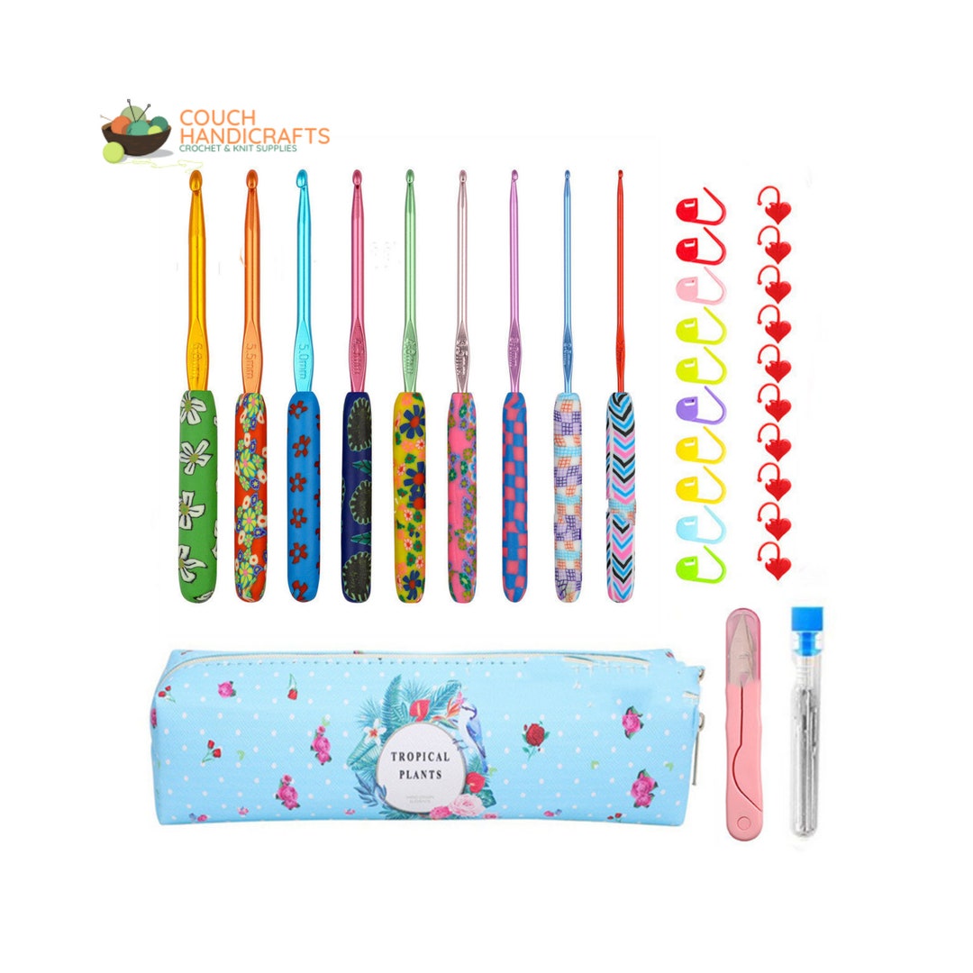Polymer Clay Handle Crochet Hooks Set Perfect Beginner Kit Etsy