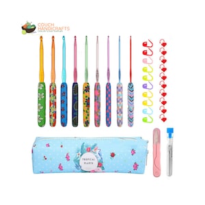 Impara a lavorare all'uncinetto con questo kit per principianti all'uncinetto, kit perfetto per principianti, manico in argilla polimerica colorato ed ergonomico