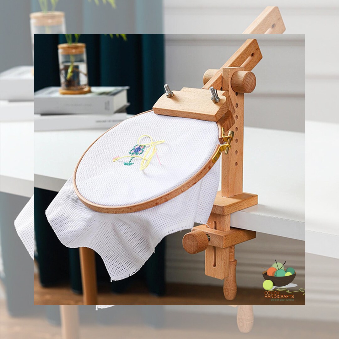 Handembroidery Hoop Stand and Holder Adjustable Wooden Tabletop Clamp Etsy