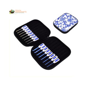 Crochet Hook Case with 16pcs Ergonomic Crochet Needles Set with Baroque Style Bag