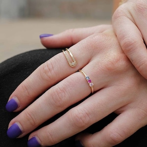 Rainbow 14k Gold CZ Ring | Minimalistic Everyday Ring | 14k Gold-filled Stackable Ring by Sachelle Collective