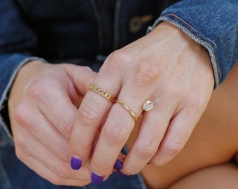 Nicole 14k Gold Chain Ring | Classy Everyday Chain Ring | Minimalistic Stackable Ring by Sachelle Collective