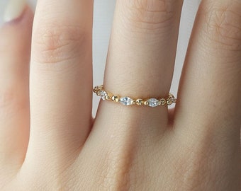 Meline 14K Gold Bead Ring | Classy Everyday Stackable Ring