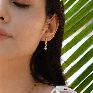 Ava Opal Chain Drop Earring / Classic 14k Gold Filled Chain Earrings Opal by Sachelle Collective image 2