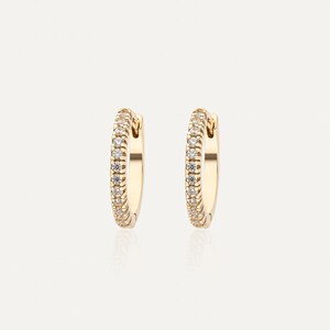 Amélie 4k Gold Hoop Pave Earrings/ Dainty Gold-Filled Hoop Earrings / Minimalistic Stackable Earrings by Sachelle Collective image 4
